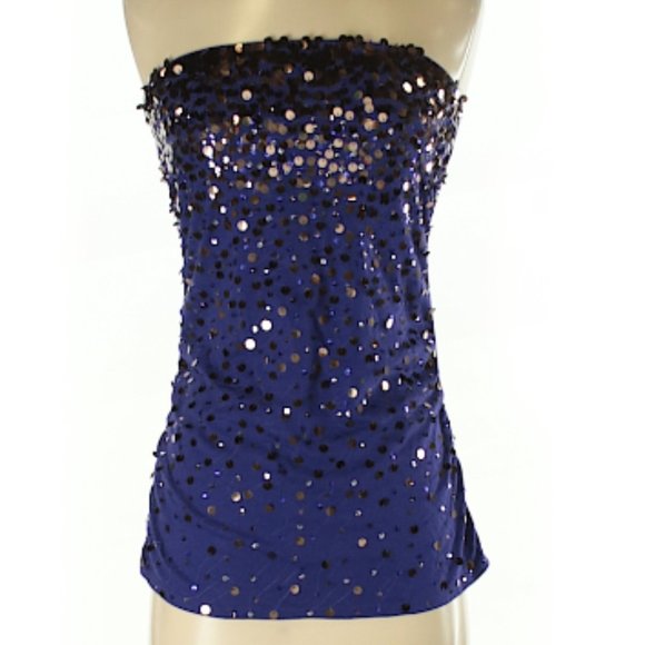 Express Purple and Rose Gold Sequins Tube Top Size Small - Picture 1 of 2